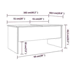 vidaXL Soffbord grå sonoma-ek 102x50.5x46.5 cm konstruerat trä 819300