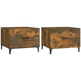 vidaXL Soffbord med metallben 2 st rökfärgad ek 50x50x40 cm 817538