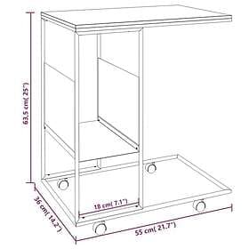 vidaXL Sidobord med hjul vit 55x36x63.5 cm konstruerat trä 343110