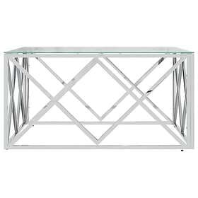 vidaXL Coffee Table 80x80x40cm Stainless Steel and Glass 349969