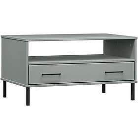 vidaXL Soffbord med metallben OSLO grå 85x50x45 cm massivt trä 351034