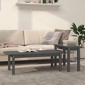 vidaXL Satsbord 2 st grå massiv furu 822364