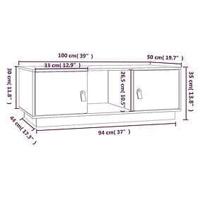 vidaXL Soffbord 100x50x35 cm massiv furu 818265
