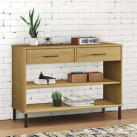 vidaXL Konsolbord med metallben OSLO brun massiv furu 351003