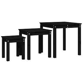 vidaXL Satsbord 3 st svart massiv furu 824977