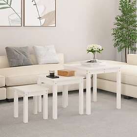 vidaXL Satsbord 3 st vit massiv furu 824974