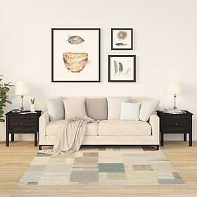 vidaXL Sidobord 2 st svart 50x50x49 cm massivt furuträ 813803