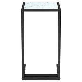 vidaXL Sidobord till datorbord vit marmor 50x35x65 cm härdat glas 331652