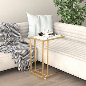 vidaXL Sidobord till datorbord vit marmor 50x35x65 cm härdat glas 331648