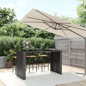 vidaXL Bar Table med glasskiva svart 185x80x110 cm konstrotting 362600