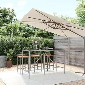 vidaXL Bar Table med glasskiva grå 180x70x110 cm konstrotting 362592