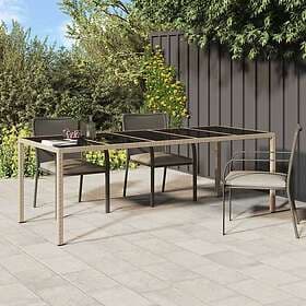 vidaXL Garden Table beige 250x100x75 cm tempered glass and polyrattan 316728