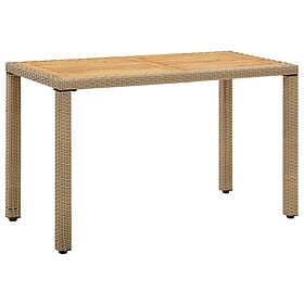 vidaXL Trädgårdsbord beige 123x60x74 cm konstrotting & massivt akacia 316797