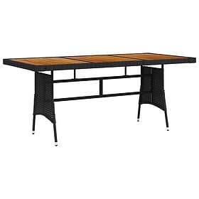 vidaXL Garden Table black 160x70x72cm synthetic rattan solid acacia