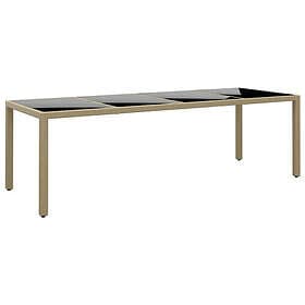 vidaXL Garden Table with glass top beige rattan 310594