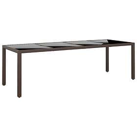 vidaXL Garden Table with glass top brown synthetic rattan 310595