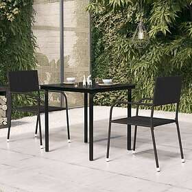 vidaXL Garden Table black 80x80x74 cm steel and glass 318746