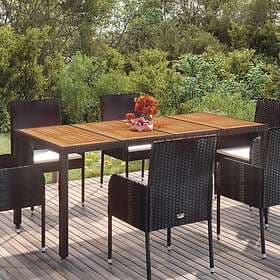 vidaXL Garden Table with wooden top black 190x90x75 cm polyrattan 319905