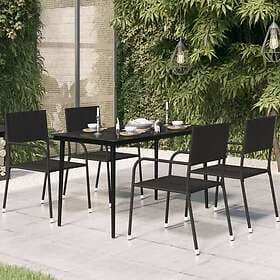 vidaXL Garden Table black 140x70x74 cm steel and glass 318750