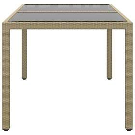 vidaXL Utebord 150x90x75 cm Härdat glas och konstrotting beige 310576