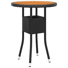 vidaXL Garden Table Ø60x75 cm acacia wood and synthetic rattan black