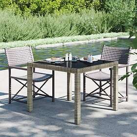 vidaXL Outdoor Table 90x90x75 cm Tempered Glass and Poly Rattan Grey 316701