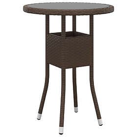 vidaXL Outdoor Table Ø60x75 cm Tempered glass and polyrattan brown 310599