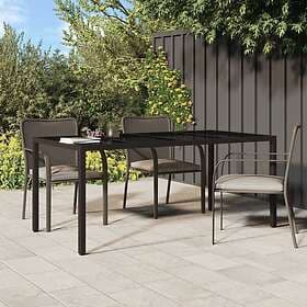 vidaXL Outdoor Table 190x90x75 cm tempered glass and polyrattan brown 316711