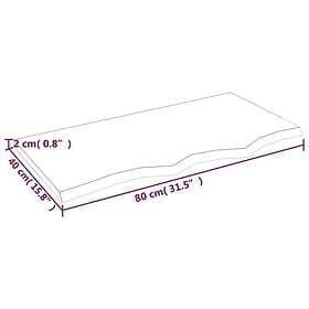 vidaXL Hyllplan 80x40x2 cm obehandlad massiv ek 363545