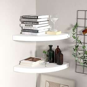 vidaXL Floating Corner Shelves 2 pcs White 35x35x3.8 cm MDF 323917
