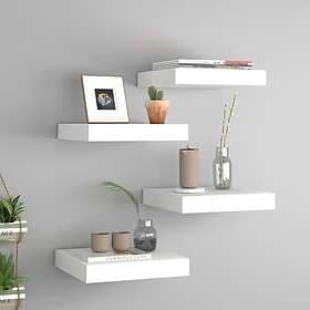 vidaXL Svävande vägghyllor 4 st vit 23x23.5x3.8 cm MDF 323804