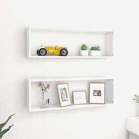 vidaXL Wall Shelf Cube Set 2 pcs White 80x15x26.5 cm Engineered Wood 807106