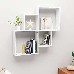 vidaXL White Cube Wall Shelf 80x15x78.5 cm Engineered Wood 807259