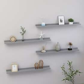 vidaXL Wall Shelves 4 pcs Grey 80x9x3 cm MDF 326676