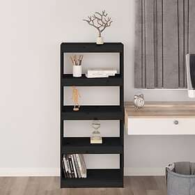 vidaXL Bokhylla/rumsavdelare svart 60x30x135.5 cm massiv furu 808172