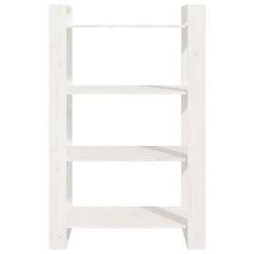 vidaXL Bokhylla/rumsavdelare vit 80x35x125 cm massiv furu 813905