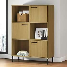 vidaXL Bokhylla med metallben OSLO brun 90x35x128.5 cm massivt trä 351012