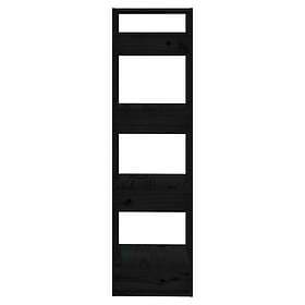 vidaXL Bokhylla/rumsavdelare svart 41x35x125 cm massiv furu 813868