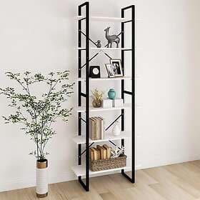 vidaXL Hög bokhylla vit 80x30x210 cm massiv furu 806543