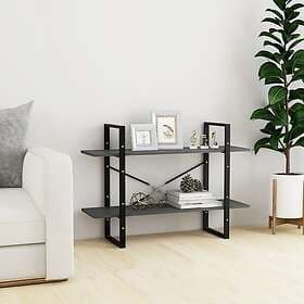 vidaXL Bokhylla 2 hyllplan grå 100x30x70 cm massiv furu 806474