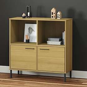 vidaXL Bokhylla med metallben OSLO brun 90x35x90.5 cm massivt trä 351015