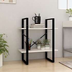 vidaXL Bokhylla 2 hyllplan vit 60x30x70 cm massiv furu 806433