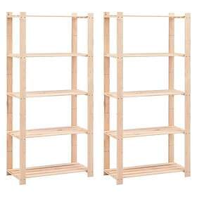 vidaXL Storage Shelf 5 Shelves 2 pcs 80x38x170cm Solid Pine 250kg 3051113