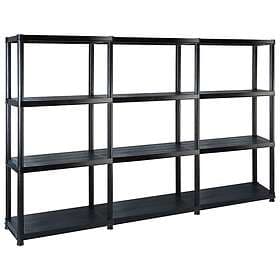 vidaXL Storage Shelf 4 Shelves Black 183x30.5x130 cm Plastic 3059855