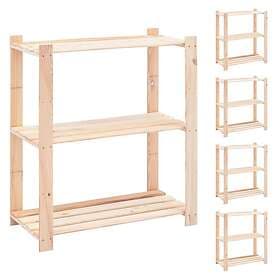vidaXL Storage Shelf 3 Shelves 5 pcs 80x38x90cm Solid Pine 150kg 3051119