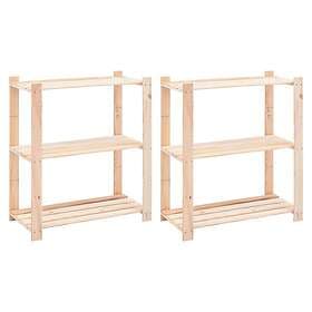 vidaXL Storage Shelf with 3 Shelves 2 pcs 80x38x90cm Solid Pine 150kg 3051117