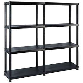 vidaXL Storage Shelf 4 Shelves Black 122x30.5x130cm Plastic 3059851