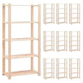 vidaXL Storage Shelf 5 Shelves 10 pcs 80x38x170cm Solid Pine 250kg 3051116