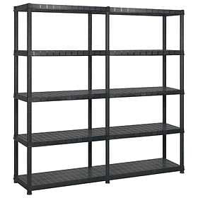 vidaXL Storage Shelf 5 Shelves Black 170x40x185cm Plastic 3059853