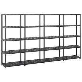 vidaXL Storage Shelf 5 Shelves Black 284x38x170cm Plastic 3059860